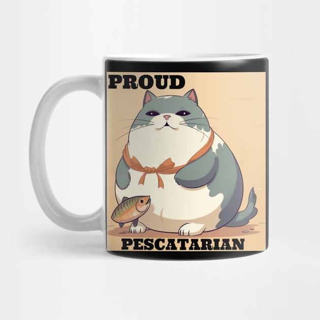 Proud Pescatarian Fat Cat and Fish by FrenArt